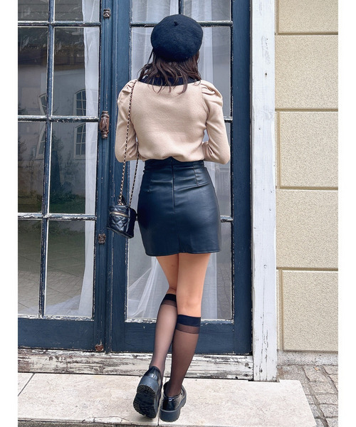 MIIA（ミーア）の「衿付配色長袖ニット（ニット/セーター・レディース・ブラック/ベージュ/ボルドー・FREE）」の19枚目の写真