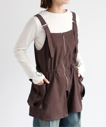 cepo | 《２点セットアイテム》ジャンスカ＆リブロングスリーブTee アンサンブル(ジャンパースカート)