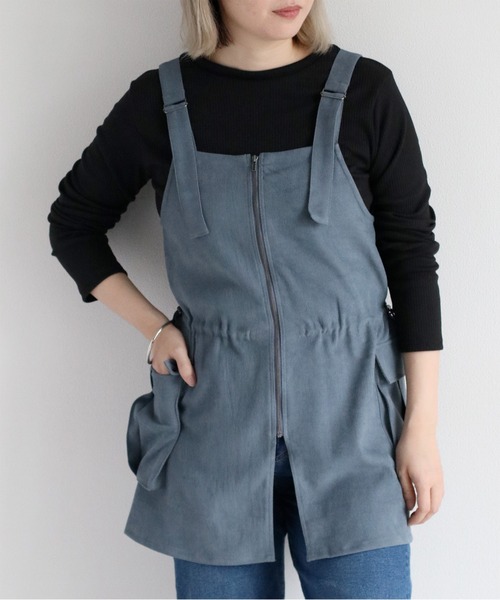 【セール】《２点セットアイテム》ジャンスカ＆リブロングスリーブTee アンサンブル（ジャンパースカート）｜cepo（セポ）