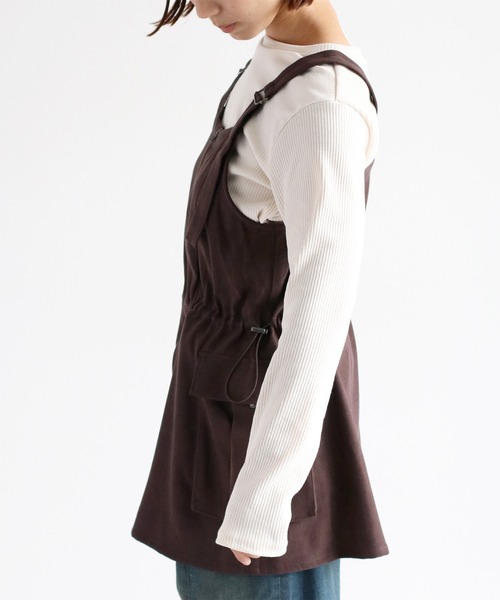 cepo（セポ）の「《２点セットアイテム》ジャンスカ＆リブロングスリーブTee アンサンブル（ジャンパースカート・レディース・ブラウン/ブルー/ブラック・M）」の5枚目の写真