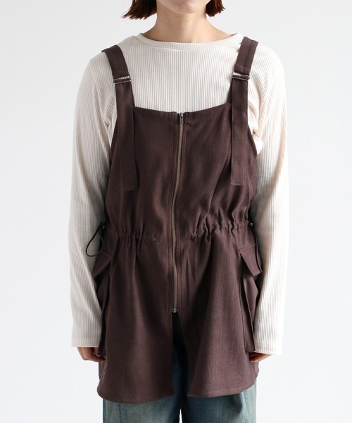 cepo（セポ）の「《２点セットアイテム》ジャンスカ＆リブロングスリーブTee アンサンブル（ジャンパースカート・レディース・ブラウン/ブルー/ブラック・M）」の17枚目の写真