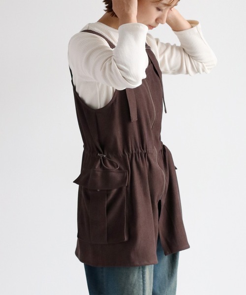 cepo（セポ）の「《２点セットアイテム》ジャンスカ＆リブロングスリーブTee アンサンブル（ジャンパースカート・レディース・ブラウン/ブルー/ブラック・M）」の10枚目の写真