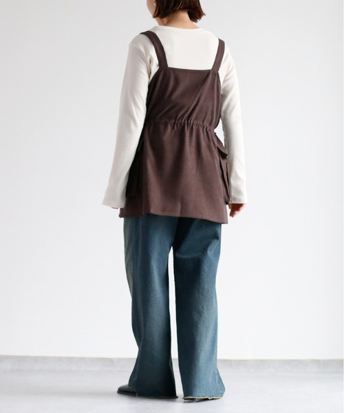 cepo（セポ）の「《２点セットアイテム》ジャンスカ＆リブロングスリーブTee アンサンブル（ジャンパースカート・レディース・ブラウン/ブルー/ブラック・M）」の14枚目の写真