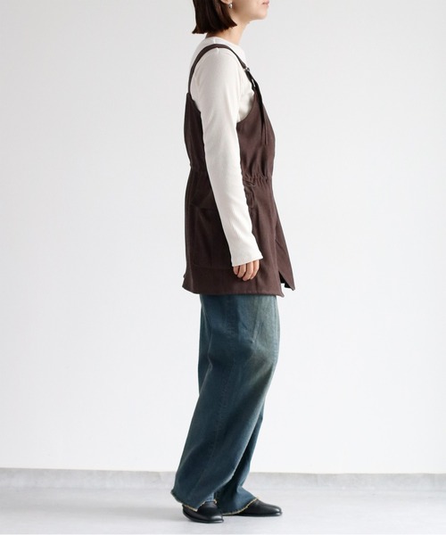 cepo（セポ）の「《２点セットアイテム》ジャンスカ＆リブロングスリーブTee アンサンブル（ジャンパースカート・レディース・ブラウン/ブルー/ブラック・M）」の15枚目の写真