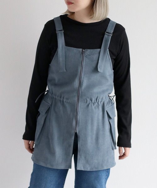 cepo（セポ）の「《２点セットアイテム》ジャンスカ＆リブロングスリーブTee アンサンブル（ジャンパースカート・レディース・ブラウン/ブルー/ブラック・M）」の20枚目の写真