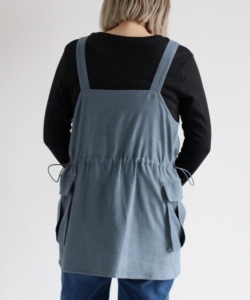 cepo（セポ）の「《２点セットアイテム》ジャンスカ＆リブロングスリーブTee アンサンブル（ジャンパースカート・レディース・ブラウン/ブルー/ブラック・M）」の22枚目の写真