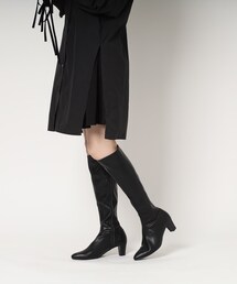 ESPERANZA 黒 スエード ロングブーツ M 日本製 ラク盛り／ロングブーツ】リピーター続出／脚長美脚 厚底ヒール
