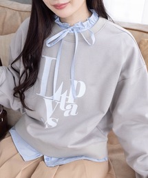 アルファベットプリント普通丈スウェットトップス [着回し抜群 ゆったりシルエット]≪再入荷≫