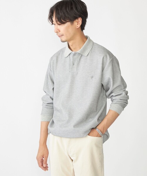 SHIPS（シップス）の「【WEB限定】SHIPS:〈抗菌・防臭〉ワンポイント ロゴ バーズアイ ロングスリーブ ポロシャツ（ポロシャツ・メンズ・ダークグレー/ネイビー/ホワイト/ライトグレー/ブラック・SMALL/MEDIUM/LARGE/X-LARGE）」の3枚目の写真