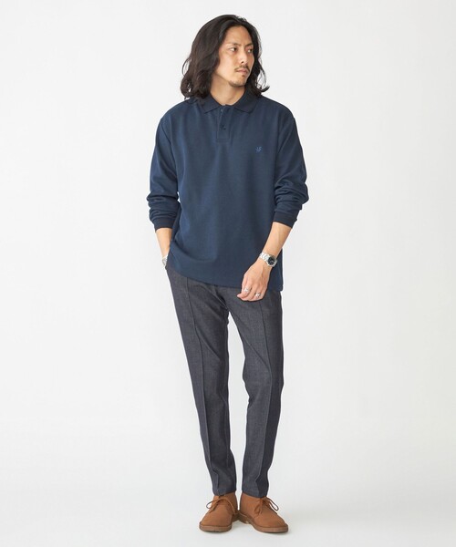 SHIPS（シップス）の「【WEB限定】SHIPS:〈抗菌・防臭〉ワンポイント ロゴ バーズアイ ロングスリーブ ポロシャツ（ポロシャツ・メンズ・ダークグレー/ネイビー/ホワイト/ライトグレー/ブラック・SMALL/MEDIUM/LARGE/X-LARGE）」の12枚目の写真