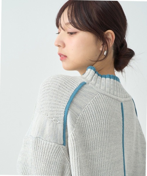 earth music&ecology（アースミュージックアンドエコロジー）の「ライン入りハイネックニットチュニック（チュニック・レディース・レッド/ライトグレー系2/ブラック/アイボリー・FREE）」の15枚目の写真