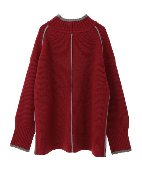 earth music&ecology（アースミュージックアンドエコロジー）の「ライン入りハイネックニットチュニック（チュニック・レディース・レッド/ライトグレー系2/ブラック/アイボリー・FREE）」の17枚目の写真