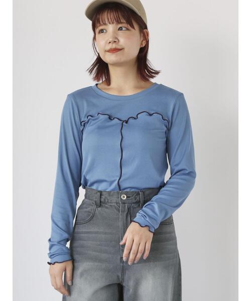 ehka sopo(エヘカソポ)の「配色メローカットソー(Tシャツ/カットソー・レディース・ブラック/キナリ/ブルー・F)」の3枚目の写真