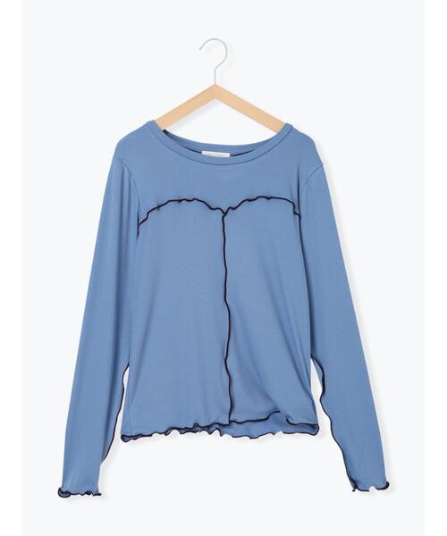 ehka sopo(エヘカソポ)の「配色メローカットソー(Tシャツ/カットソー・レディース・ブラック/キナリ/ブルー・F)」の16枚目の写真