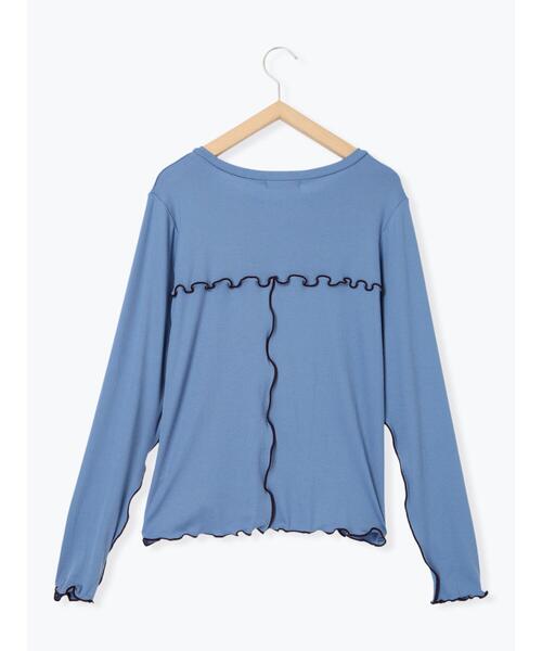 ehka sopo(エヘカソポ)の「配色メローカットソー(Tシャツ/カットソー・レディース・ブラック/キナリ/ブルー・F)」の17枚目の写真