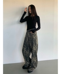 Didot.showroom レオパードワイドデニム　高身長　ヒョウ柄 Didot.showroom レオパードワイドデニム高身長ヒョウ柄