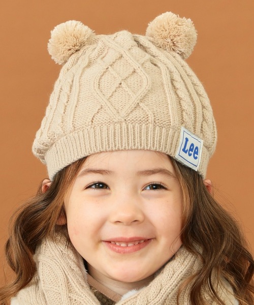 Lee(リー)の「Lee/リー くまミミニットキャップ(ニットキャップ/ビーニー・キッズ・ブラック/オレンジ/ベージュ・X-SMALL)」の3枚目の写真