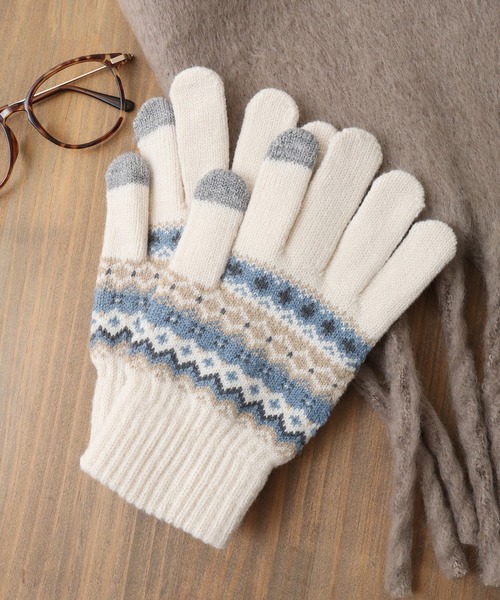 FUNALIVE（ファンアライブ）の「スマホタッチ裏起毛手袋（手袋・レディース・ホワイト/ネイビー/アイボリー/カーキ/グレイッシュベージュ/ブラック/グレー/チャコールグレー・FREE）」の2枚目の写真