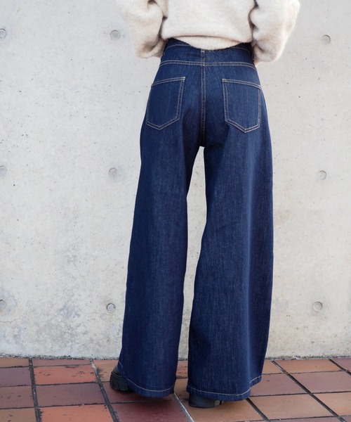 hw wide flare denim /ハイウエストワイドフレアデニムパンツ