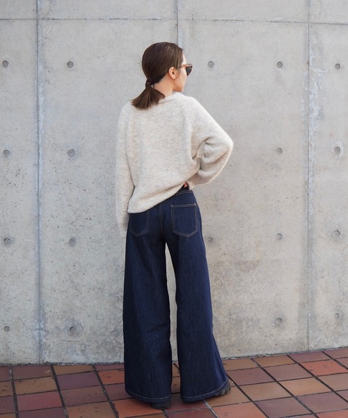 hw wide flare denim /ハイウエストワイドフレアデニムパンツ