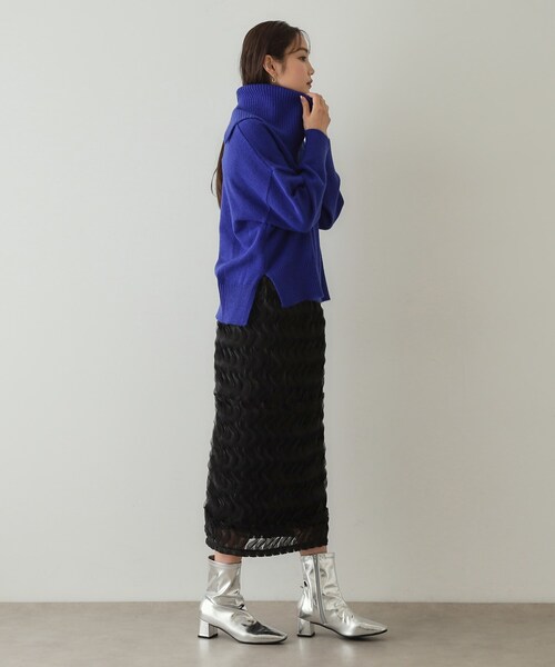 OPAQUE.CLIP（オペークドットクリップ）の「◆チュールフリルナロースカート【洗える】（スカート・レディース・ブルー/ブラック・42/40/38）」の6枚目の写真