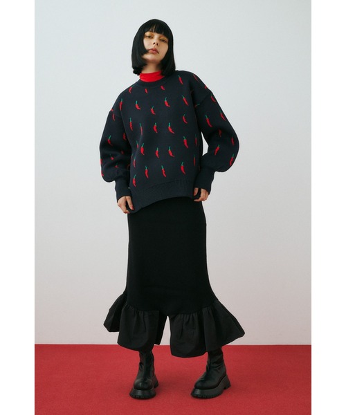 HeRIN.CYE(ヘリンドットサイ)の「Frill hem skirt フリルヘムスカート(スカート・レディース・ホワイト/ブラック/ネイビー・FREE)」の2枚目の写真