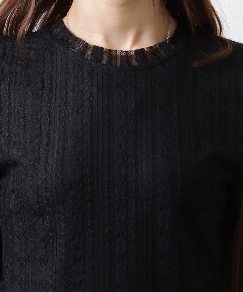 Lace Ladies(レースレディース)の「メニーリボン シアー ドッキング 長袖 レース プルオーバー(Tシャツ/カットソー・レディース・ブラック/ホワイト・M)」の13枚目の写真