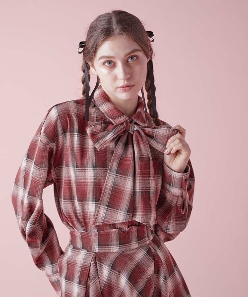 フィント(Fi.n.t) チェックフード付きニットカーディガン＋スカート