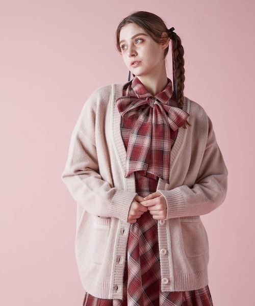 F i.n.t（フィント）の「【セットアップ対応】ビッグリボンタイ付きチェックシャツ/fint（シャツ/ブラウス・レディース・ブルー/グリーン×ピンク/ボルドー・FREE）」の8枚目の写真