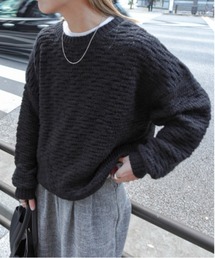 feepur | 【ハンドウォッシャブル】ロービングヤーンタック編みニット(ニット/セーター)