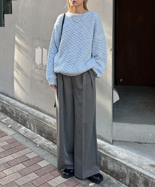 feepur(フェピュール)の「【ハンドウォッシャブル】ロービングヤーンタック編みニット(ニット/セーター・レディース・ブルー/オフホワイト/ベージュ/ブラック・MEDIUM)」の14枚目の写真