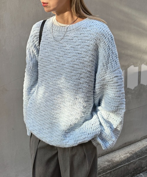 feepur(フェピュール)の「【ハンドウォッシャブル】ロービングヤーンタック編みニット(ニット/セーター・レディース・ブルー/オフホワイト/ベージュ/ブラック・MEDIUM)」の17枚目の写真