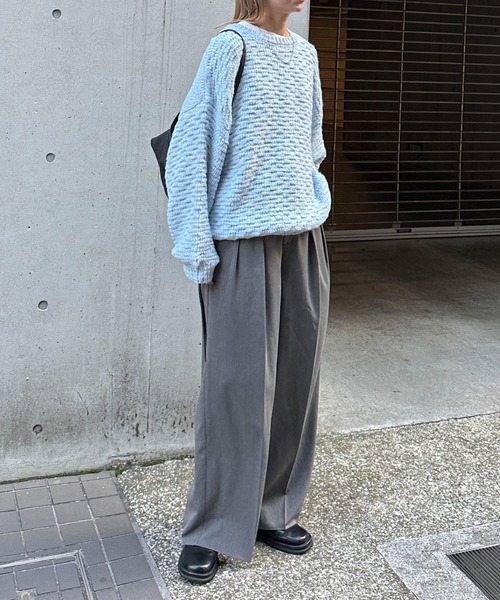 feepur(フェピュール)の「【ハンドウォッシャブル】ロービングヤーンタック編みニット(ニット/セーター・レディース・ブルー/オフホワイト/ベージュ/ブラック・MEDIUM)」の21枚目の写真