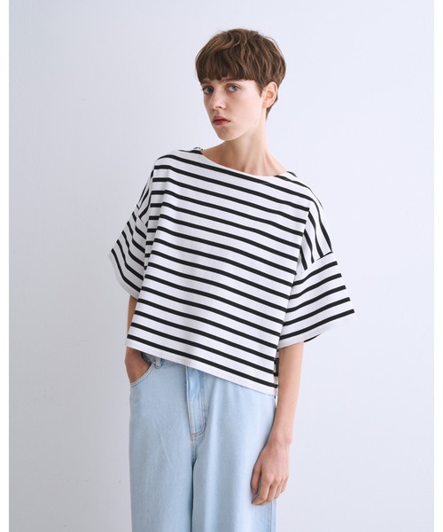 Traditional Weatherwear（トラディショナルウェザーウェア）の「LYNE SHORT SLEEVE（Tシャツ/カットソー・レディース・ホワイト×ブルー/ホワイト×ブラック/ホワイト系その他2/ホワイト系その他3/ホワイト×ネイビー・S）」の2枚目の写真