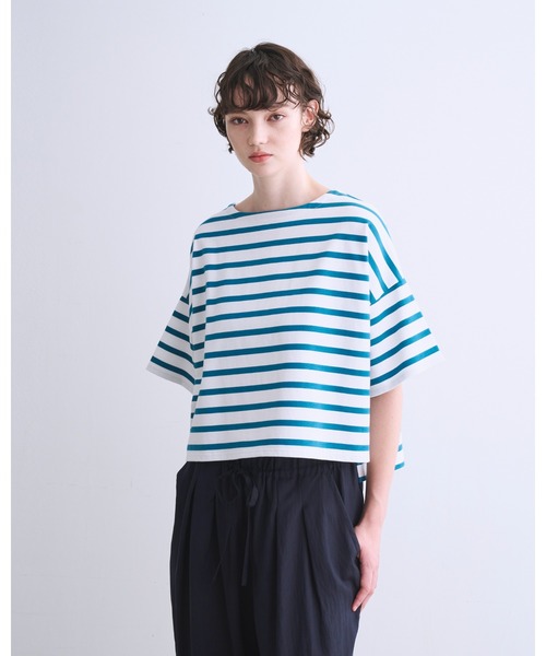 Traditional Weatherwear（トラディショナルウェザーウェア）の「LYNE SHORT SLEEVE（Tシャツ/カットソー・レディース・ホワイト×ブルー/ホワイト×ブラック/ホワイト系その他2/ホワイト系その他3/ホワイト×ネイビー・S）」の5枚目の写真