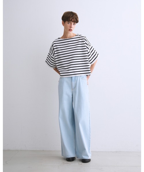 Traditional Weatherwear（トラディショナルウェザーウェア）の「LYNE SHORT SLEEVE（Tシャツ/カットソー・レディース・ホワイト×ブルー/ホワイト×ブラック/ホワイト系その他2/ホワイト系その他3/ホワイト×ネイビー・S）」の6枚目の写真