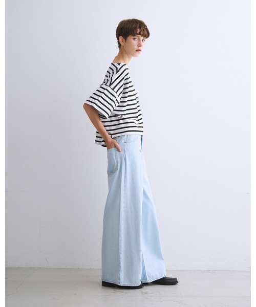 Traditional Weatherwear（トラディショナルウェザーウェア）の「LYNE SHORT SLEEVE（Tシャツ/カットソー・レディース・ホワイト×ブルー/ホワイト×ブラック/ホワイト系その他2/ホワイト系その他3/ホワイト×ネイビー・S）」の7枚目の写真