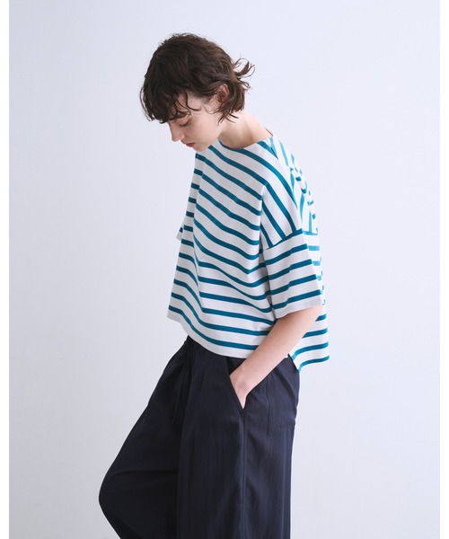 Traditional Weatherwear（トラディショナルウェザーウェア）の「LYNE SHORT SLEEVE（Tシャツ/カットソー・レディース・ホワイト×ブルー/ホワイト×ブラック/ホワイト系その他2/ホワイト系その他3/ホワイト×ネイビー・S）」の14枚目の写真