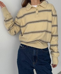 El mar　ポロ襟ボーダーニット