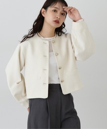 N.（N. Natural Beauty Basic） | ラメツイードセットアップショートジャケット(ノーカラージャケット)