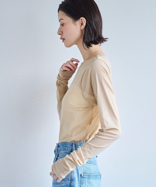 メッシュシアートップス（Tシャツ/カットソー）｜meilmada