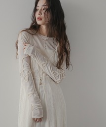 rectangle | コード刺繍リボンシアートップス(Tシャツ/カットソー)