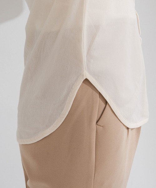 rectangle（レクタングル）の「コード刺繍リボンシアートップス（Tシャツ/カットソー・レディース・ブラック/チャコールグレー/サックスブルー/アイボリー・FREE）」の12枚目の写真