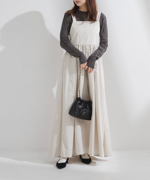 rectangle（レクタングル）の「コード刺繍リボンシアートップス（Tシャツ/カットソー・レディース・ブラック/チャコールグレー/サックスブルー/アイボリー・FREE）」の5枚目の写真