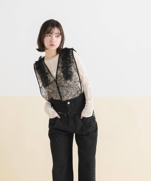 rectangle（レクタングル）の「コード刺繍リボンシアートップス（Tシャツ/カットソー・レディース・ブラック/チャコールグレー/サックスブルー/アイボリー・FREE）」の18枚目の写真