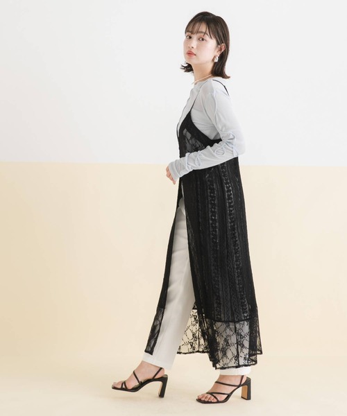 rectangle（レクタングル）の「コード刺繍リボンシアートップス（Tシャツ/カットソー・レディース・ブラック/チャコールグレー/サックスブルー/アイボリー・FREE）」の21枚目の写真