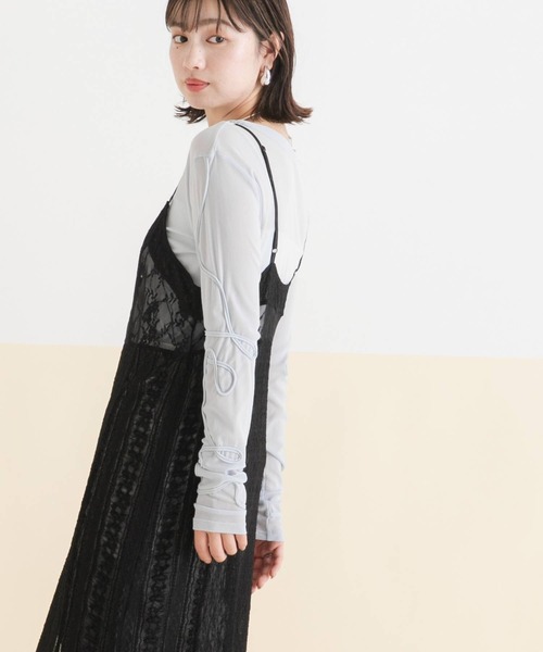 rectangle（レクタングル）の「コード刺繍リボンシアートップス（Tシャツ/カットソー・レディース・ブラック/チャコールグレー/サックスブルー/アイボリー・FREE）」の22枚目の写真