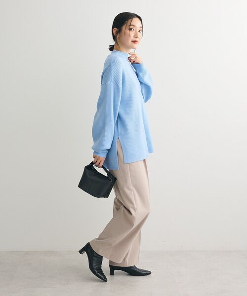 Green Parks(グリーンパークス)の「洗えるボトルネックリブニットプルオーバー(ニット/セーター・レディース・ライトグレー/ピンク/ミント/サックスブルー/オフホワイト・FREE)」の16枚目の写真