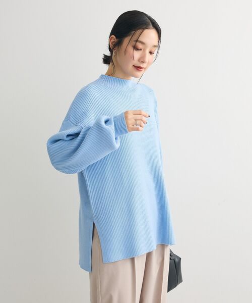 Green Parks(グリーンパークス)の「洗えるボトルネックリブニットプルオーバー(ニット/セーター・レディース・ライトグレー/ピンク/ミント/サックスブルー/オフホワイト・FREE)」の17枚目の写真