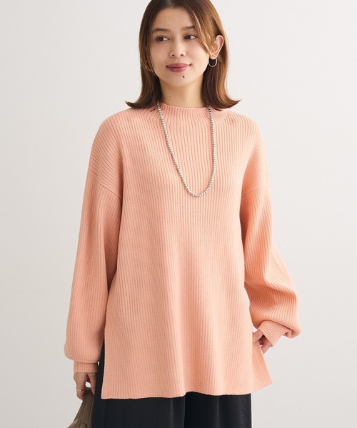 Green Parks(グリーンパークス)の「洗えるボトルネックリブニットプルオーバー(ニット/セーター・レディース・ライトグレー/ピンク/ミント/サックスブルー/オフホワイト・FREE)」の5枚目の写真